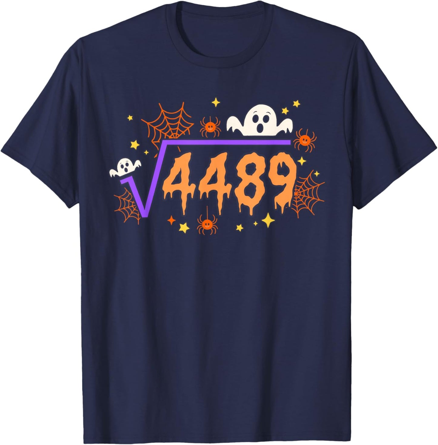 67 Halloween Drip Meme Square Root 4489 Math Ghost Boo T-Shirt - T-Shirt | Navy
