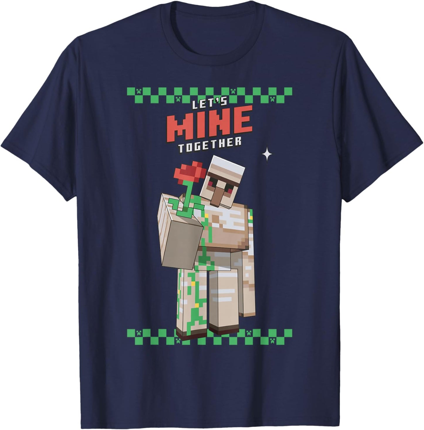 Minecraft Iron Golem Rose Sweet T-Shirt - T-Shirt | Navy