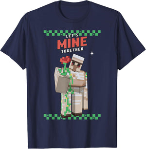 Minecraft Iron Golem Rose Sweet T-Shirt - T-Shirt | Navy