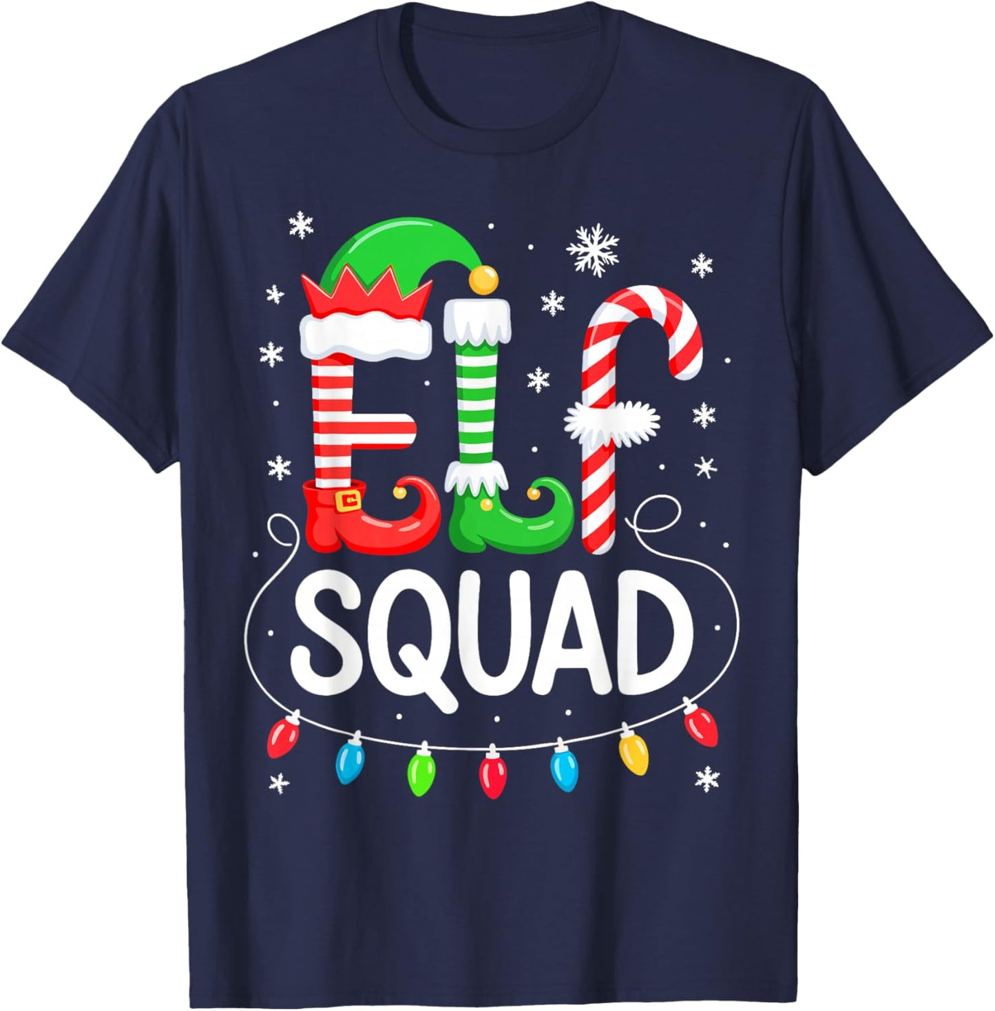 Elf Squad Shirt Adult Men Women Kids Funny Christmas Pajamas T-Shirt - T-Shirt | Navy