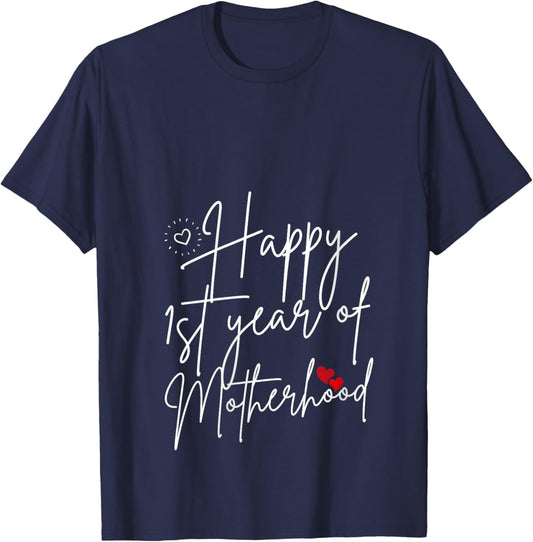 Women's Happy 1st Year of Motherhood Mom Mommy Mother's Day Women V-Neck T-Shirt - T-Shirt | Navy