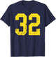 Distressed Bright Gold Number 32 Jersey Player Uniform #32 T-Shirt - T-Shirt | Navy