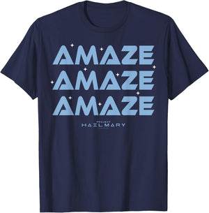 Project Hail Mary Amaze Repeat Typography Poster T-Shirt - T-Shirt | Navy