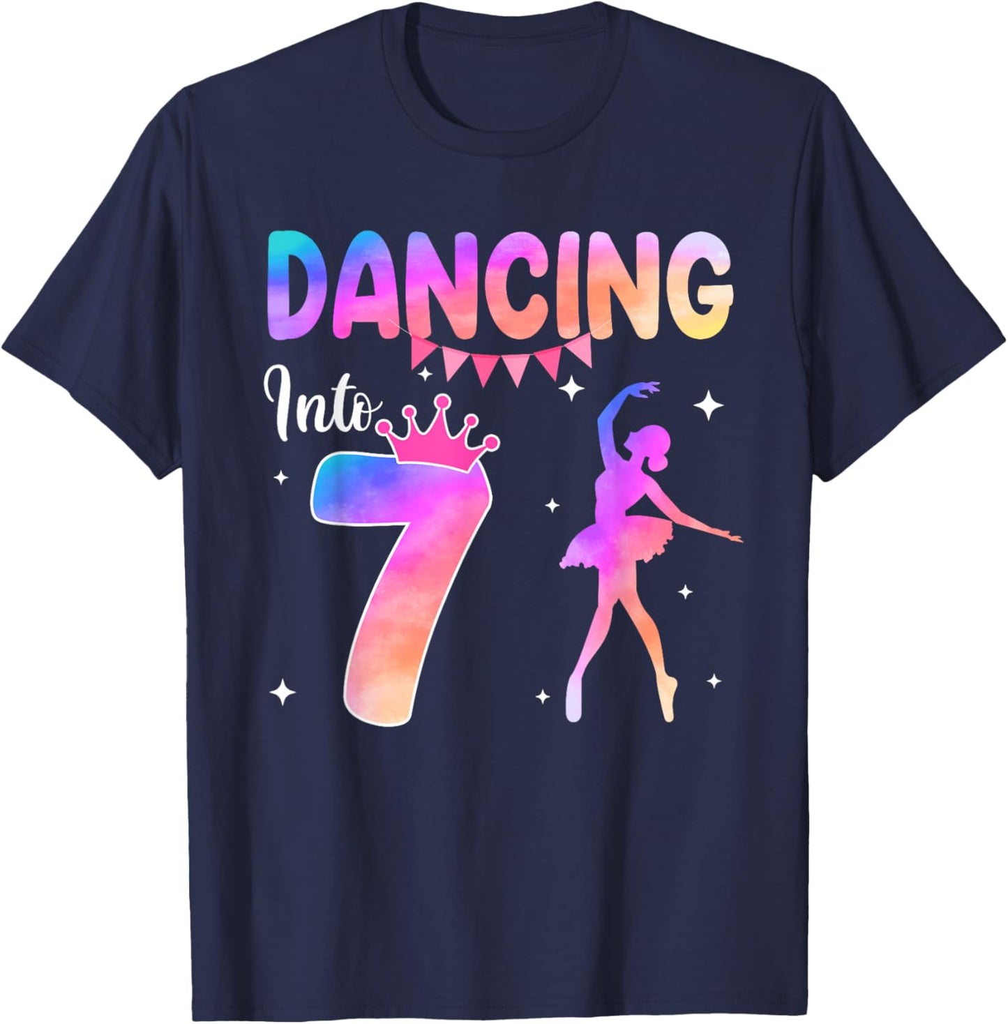 7 Years Old Ballet Dancer 7th Birthday Ballerina Party T-Shirt - T-Shirt | Navy