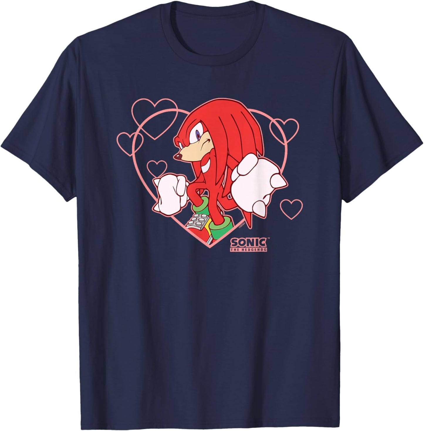Sonic The Hedgehog Valentine's Day Knuckles Heart Portrait T-Shirt - T-Shirt | Navy