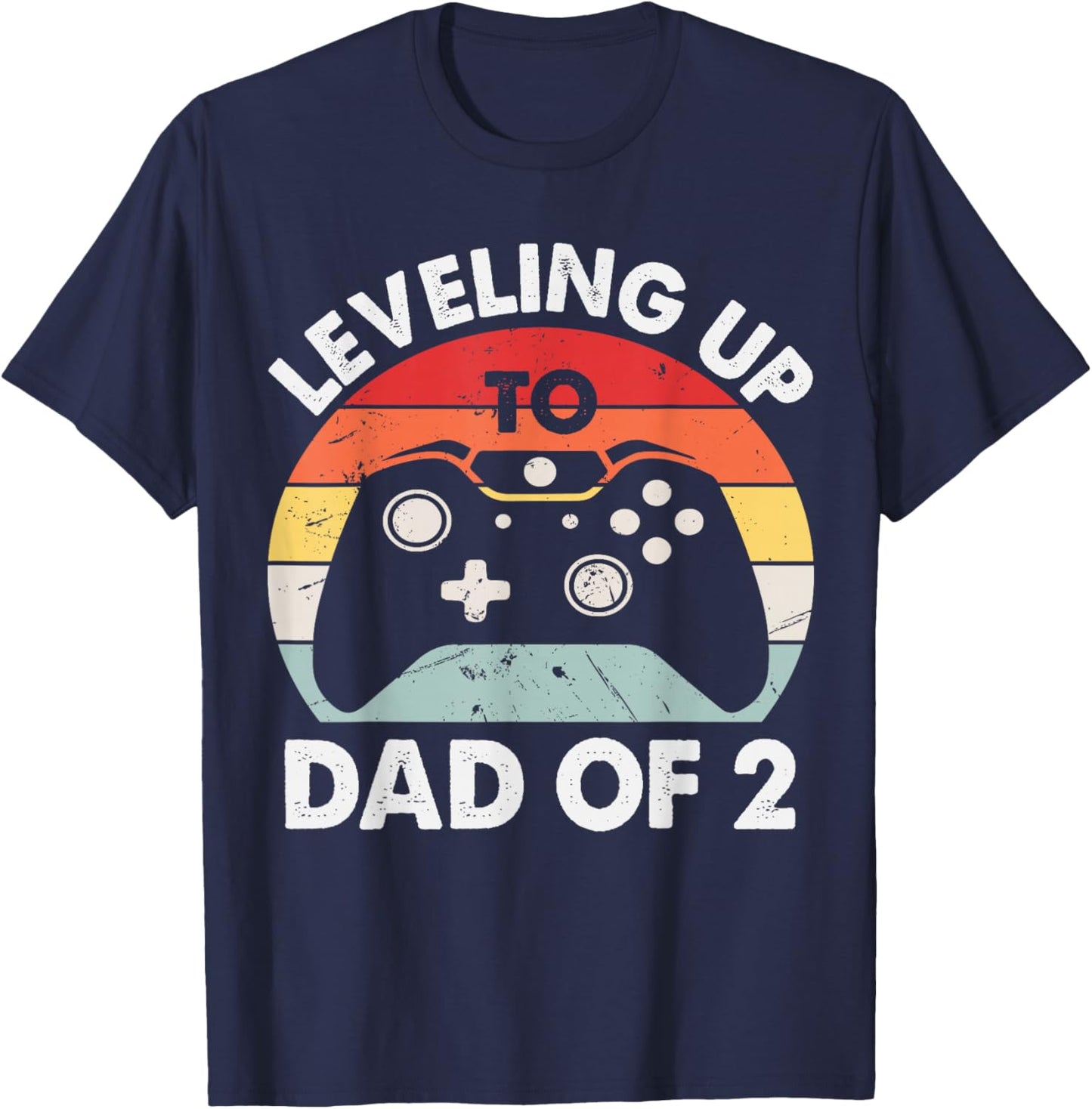 Gaming Dad of Two Promoted for 2nd Time Gamer Daddy Squared T-Shirt - T-Shirt | Navy