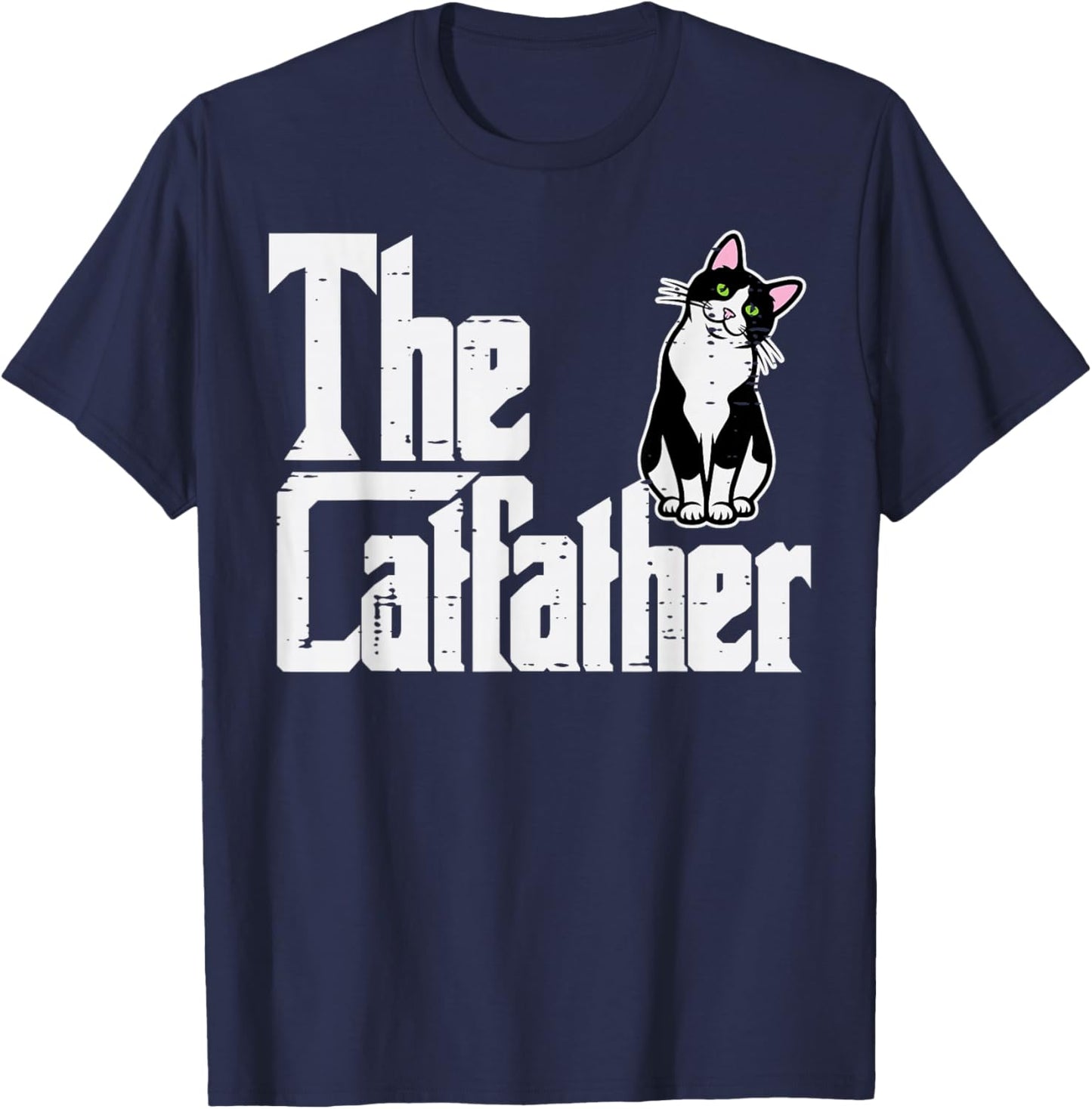 The Catfather Funny Kitten Cat Dad Fur Papa Daddy Parody Men T-Shirt - T-Shirt | Navy