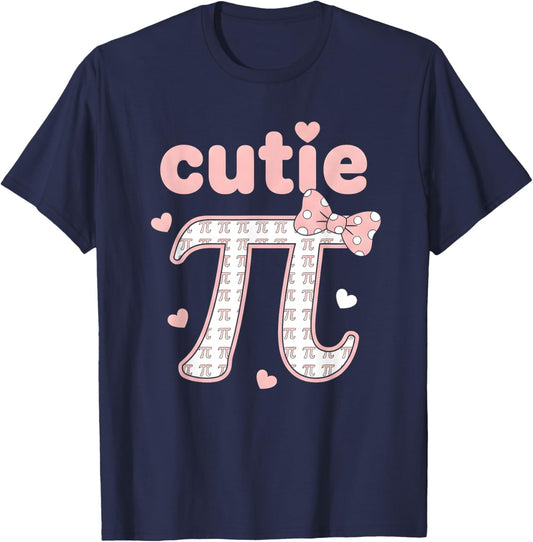 Cutie Pie Bow Girl Kid Toddler Pi Number Symbol Math Teacher T-Shirt - T-Shirt | Navy