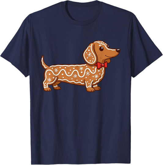Dachshund Christmas Gingerbread Cookie Weiner Dog Lover T-Shirt - T-Shirt | Navy