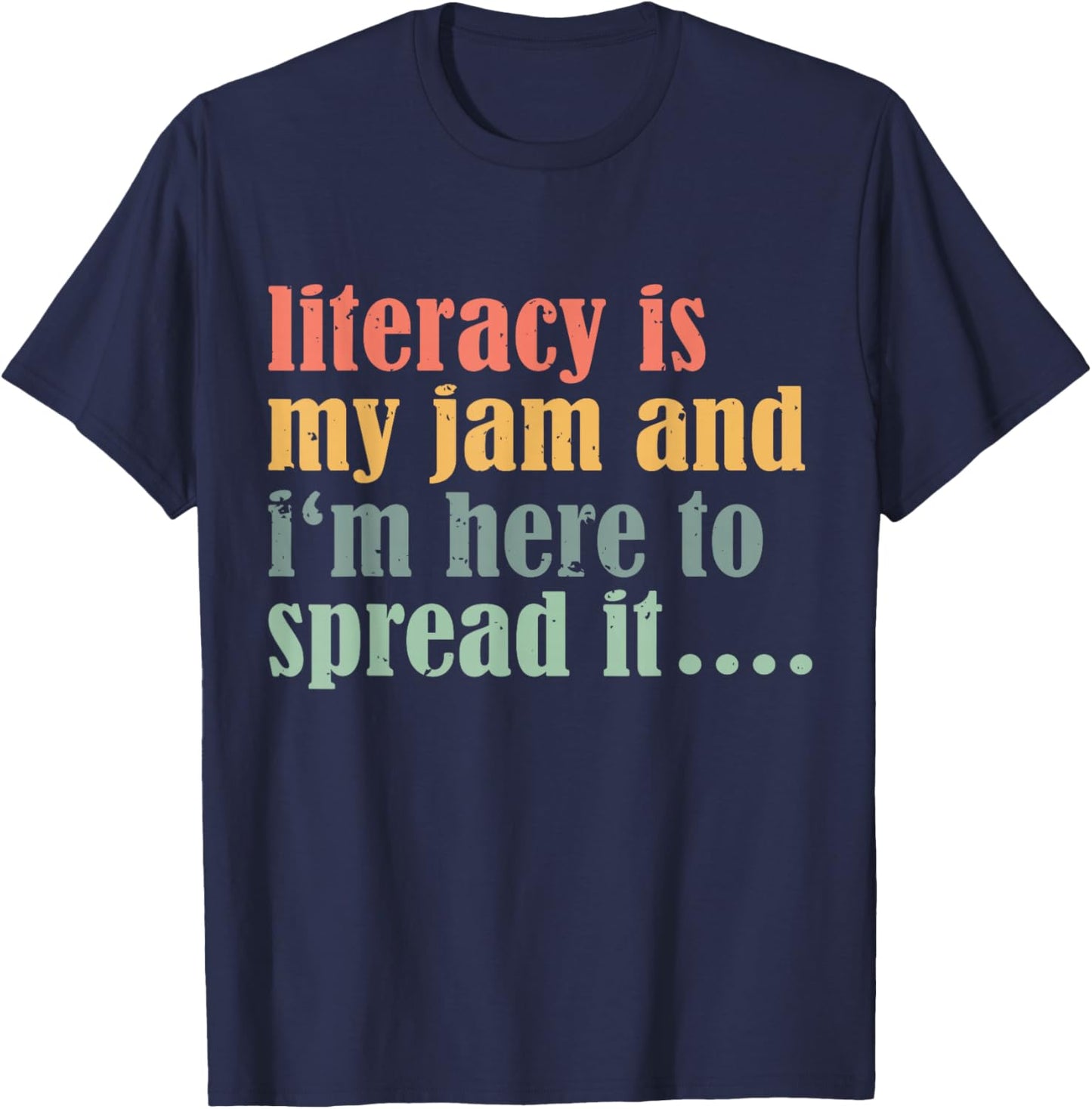 Teaching Fun Literacy is My Jam Librarian Book Lover Teacher T-Shirt - T-Shirt | Navy