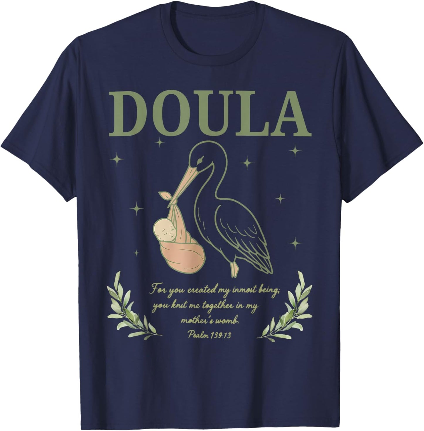 Christian Doula Pregnancy Support Religious Labor Coach T-Shirt - T-Shirt | Navy