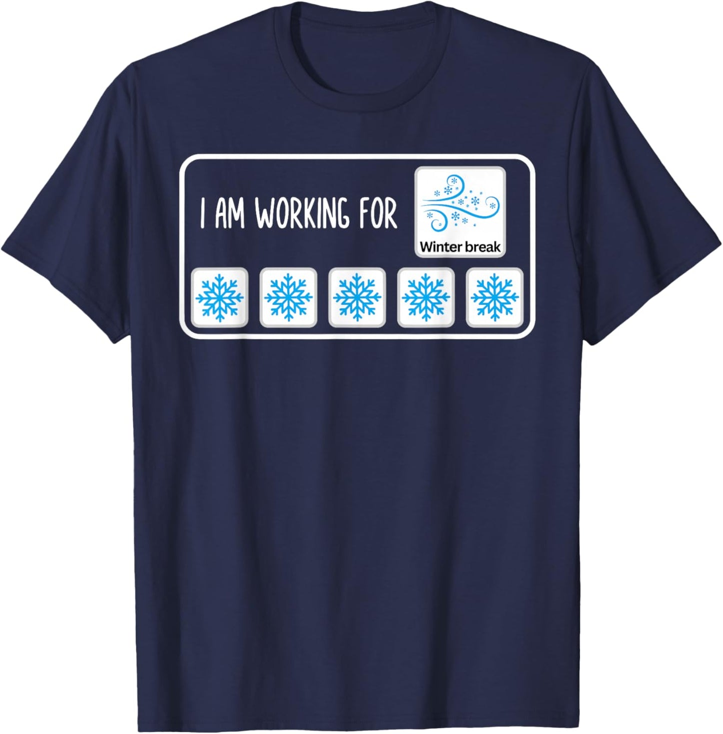 I Am Working for Winter Break Christmas SPED Teacher Xmas T-Shirt - T-Shirt | Navy