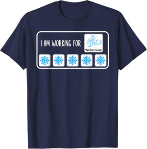 I Am Working for Winter Break Christmas SPED Teacher Xmas T-Shirt - T-Shirt | Navy