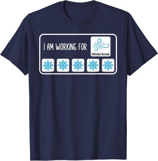 I Am Working for Winter Break Christmas SPED Teacher Xmas T-Shirt - T-Shirt | Navy