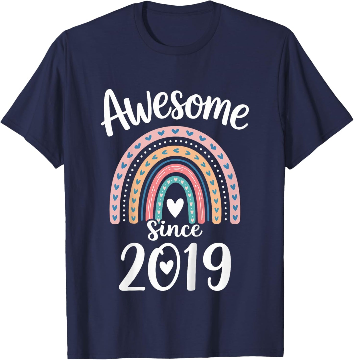 Awesome Since 2019 7th Birthday 7 Years Old T-Shirt - T-Shirt | Navy