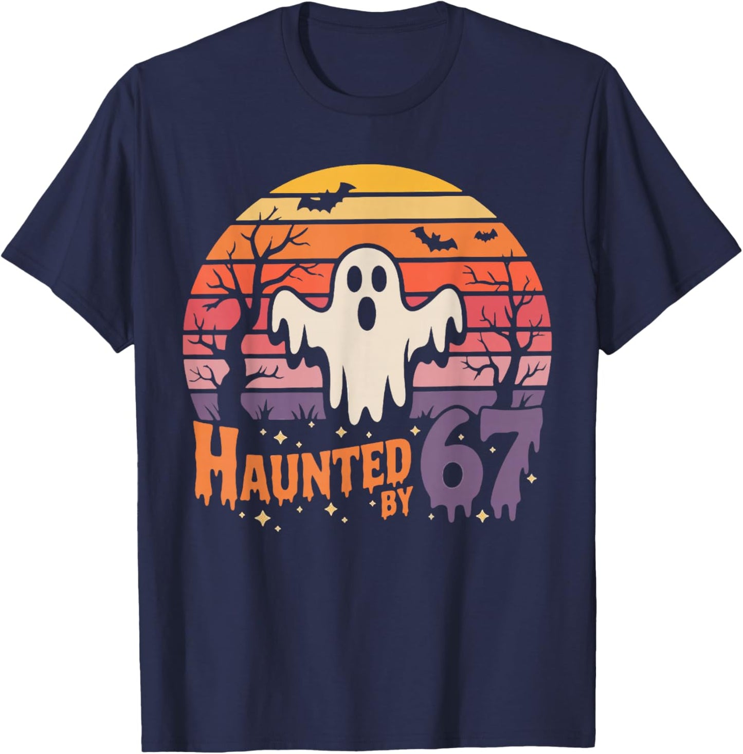 Retro Haunted by 67 Funny Halloween T-Shirt - T-Shirt | Navy