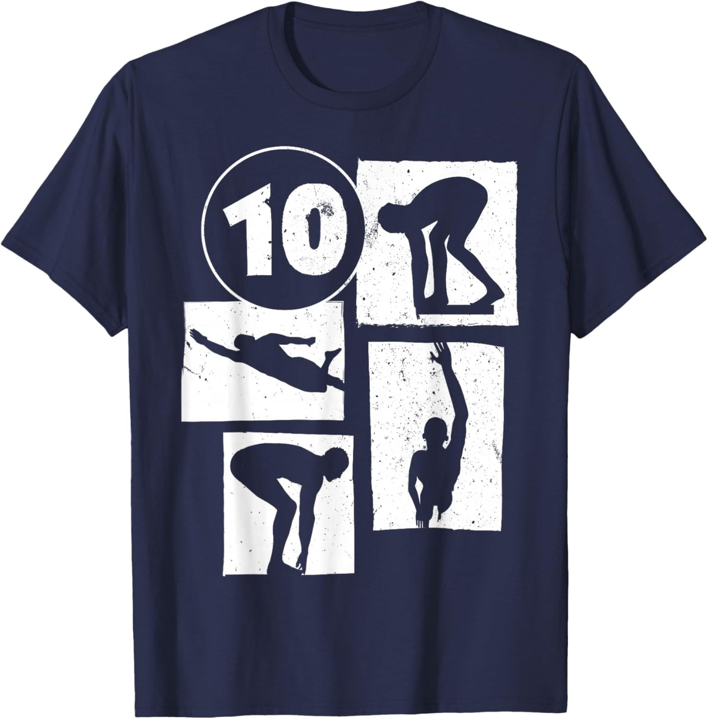 10th Birthday Swimmer Swimming 10 Year Old Boy T-Shirt - T-Shirt | Navy