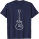Minimal Guitar Line Art Funny Music Lover Guitarist Gifts T-Shirt - T-Shirt | Navy