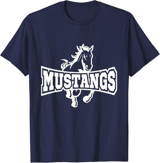 Mustangs Football School Sports Fan Team Spirit T-Shirt - T-Shirt | Navy