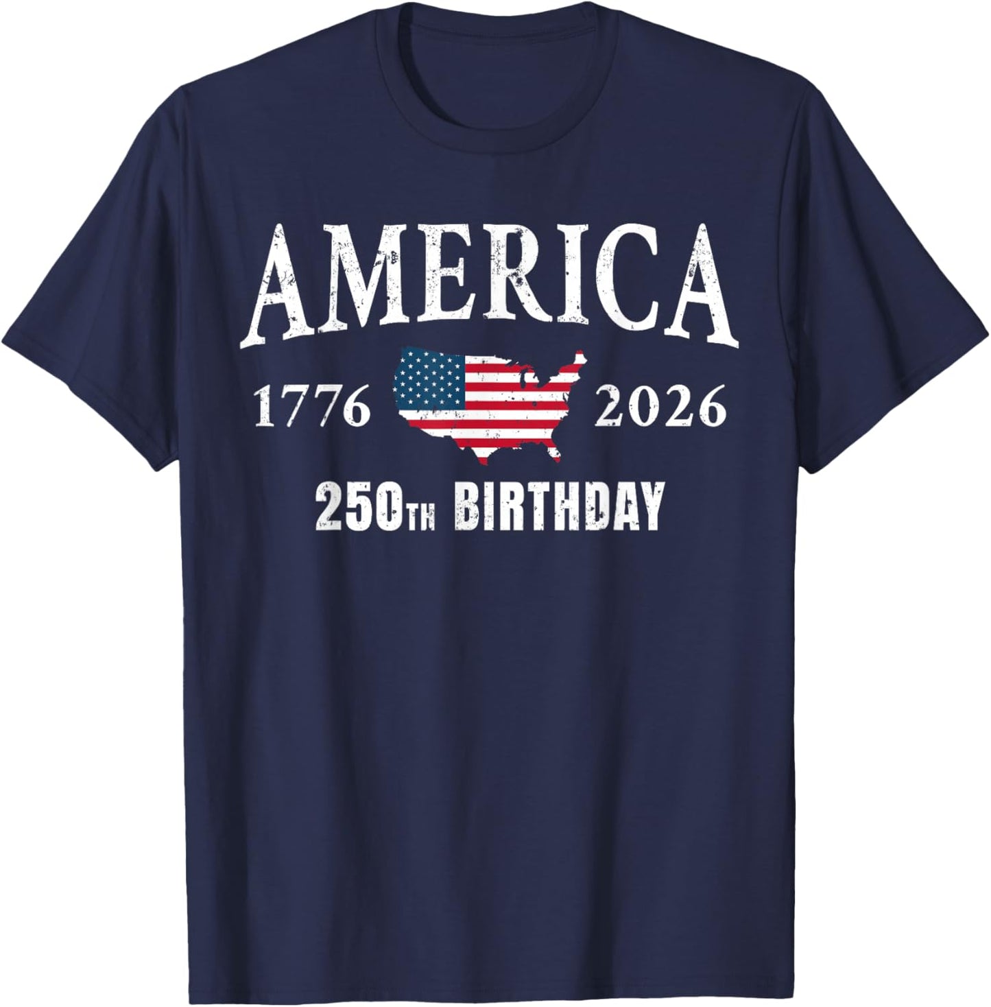 4th of July American Flag Vintage 250 Years 1776 2026 USA T-Shirt - T-Shirt | Navy