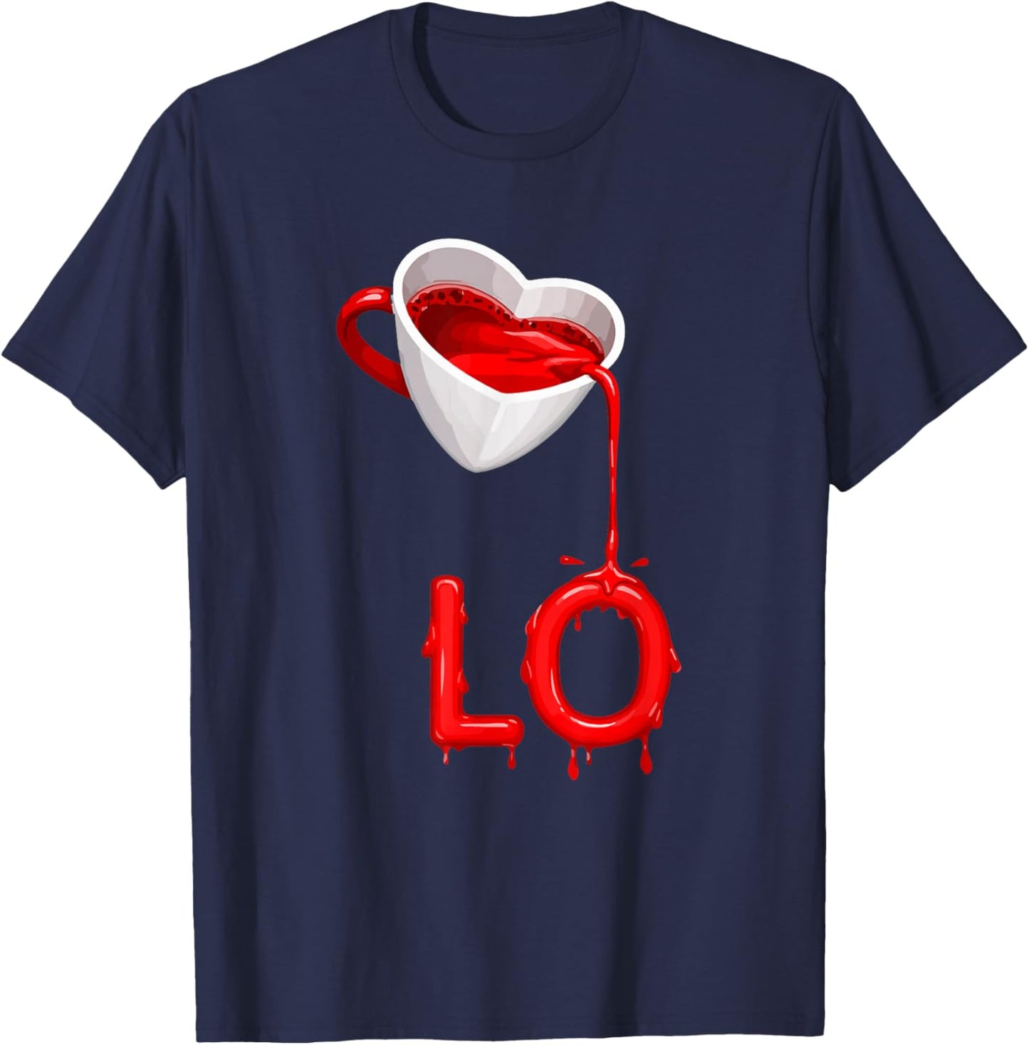 Valentines Day Love Coffee Lover Couple Matching Design T-Shirt - T-Shirt | Navy