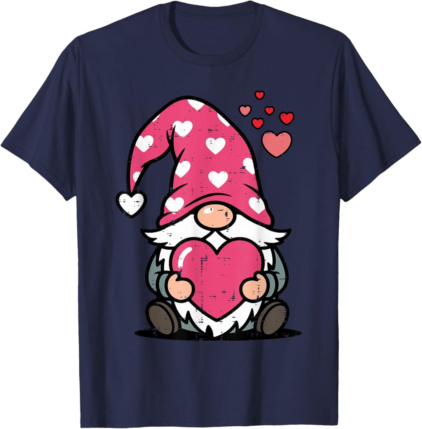 Valentines Day Gnome Heart Cute Love Women Girls Kids Men T-Shirt - T-Shirt | Navy