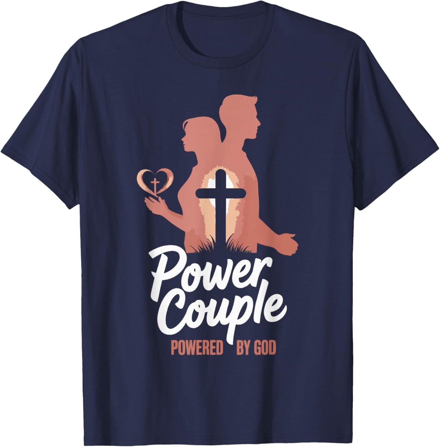 Power Couple Power by God Christian Matching Couple T-Shirt - T-Shirt | Navy