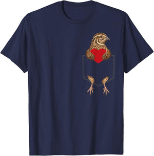Cute Quail in Pocket Bird Lover Valentines T-Shirt - T-Shirt | Navy