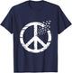 Peace Symbol Hippie Minimalist Flying Birds Activist T-Shirt - T-Shirt | Navy
