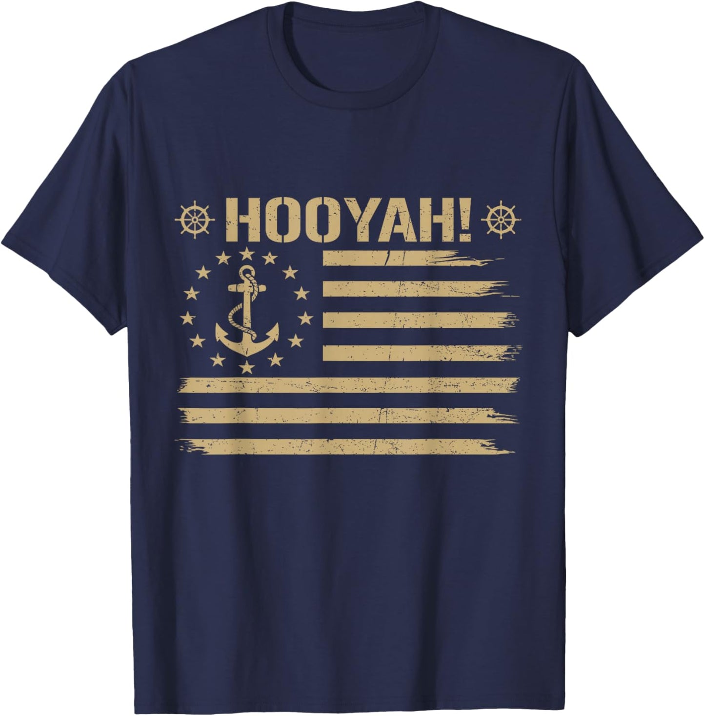 Hooyah Funny Sailor Saying Proud US Naval Veteran Flag USA T-Shirt - T-Shirt | Navy