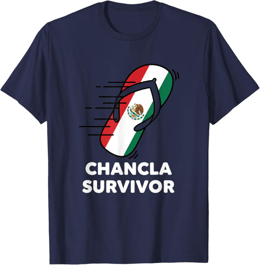 Chancla Survivor Latino Funny Kids Mexican Flip Flop Humor T-Shirt - T-Shirt | Navy