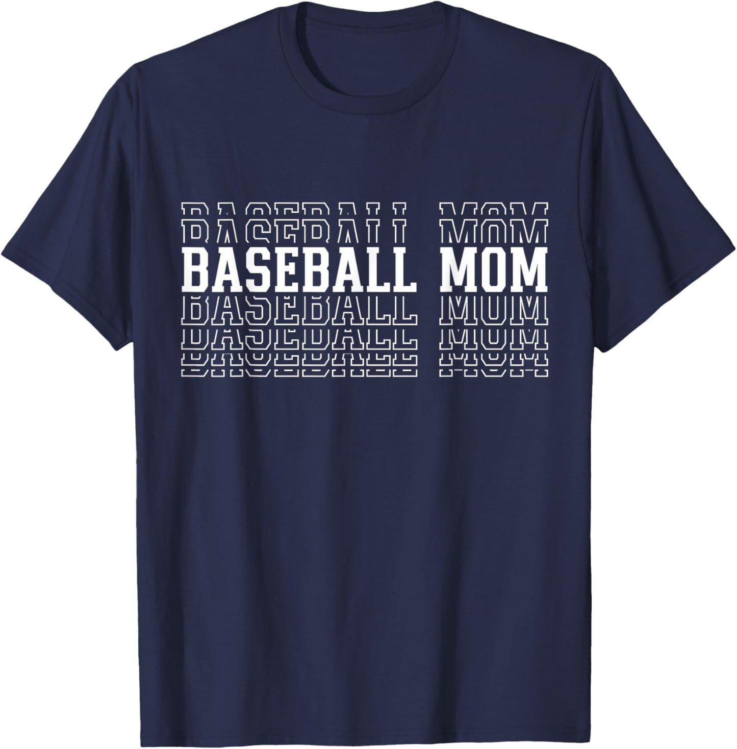 Baseball Mom Funny Layered Text Mother Mama Coach T-Shirt - T-Shirt | Navy