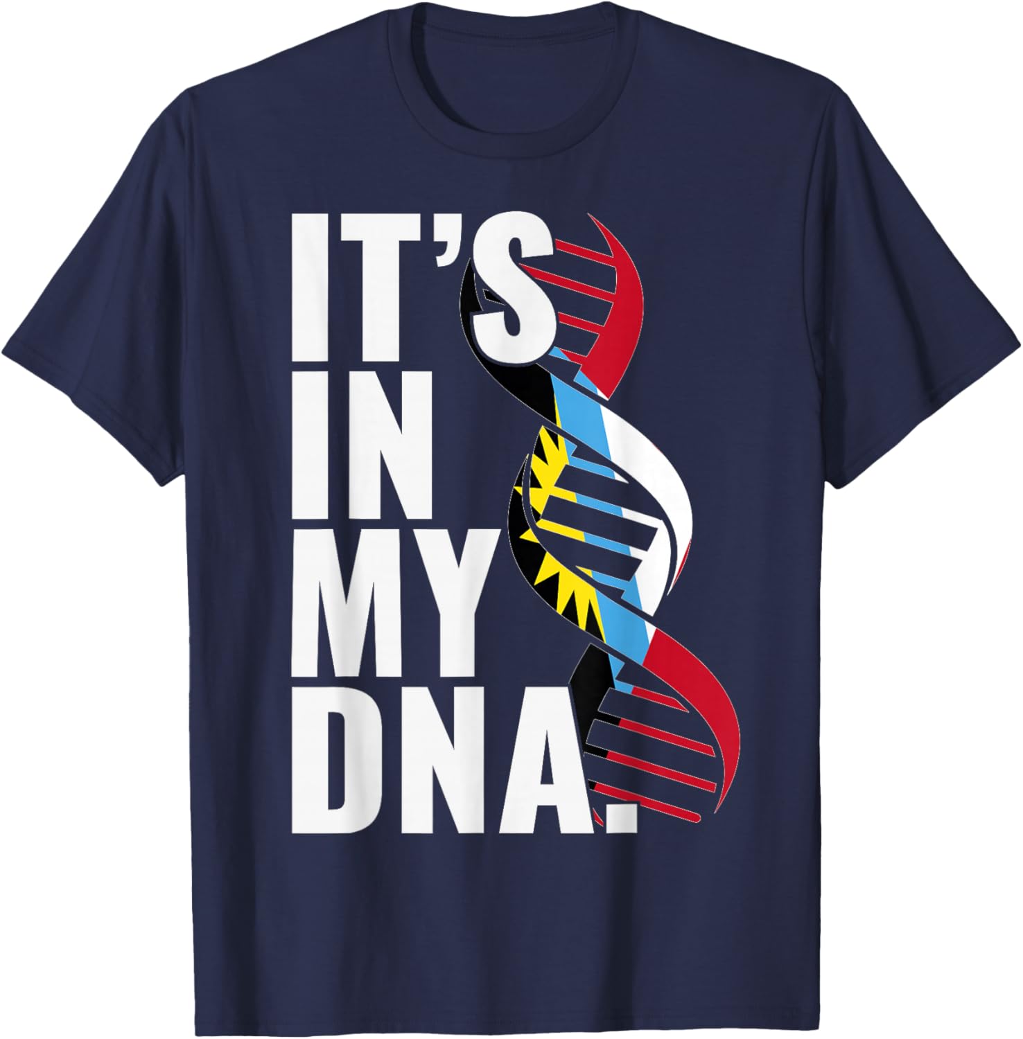 Antigua and Barbuda Roots Flag Fingerprint Graphic Patriotic T-Shirt - T-Shirt | Navy