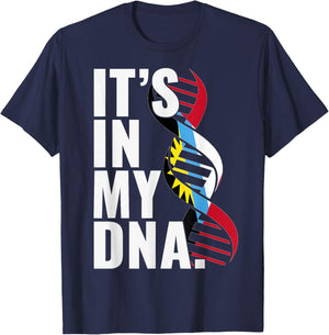 Antigua and Barbuda Roots Flag Fingerprint Graphic Patriotic T-Shirt - T-Shirt | Navy