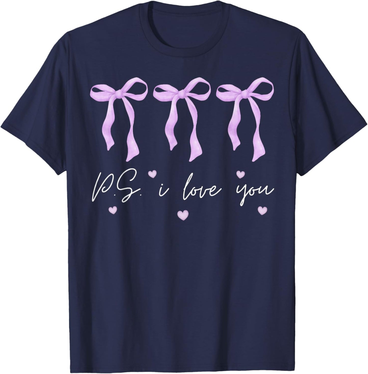 PS I Love You Day Valentine's Day Purple Heart Women Men Kid T-Shirt - T-Shirt | Navy