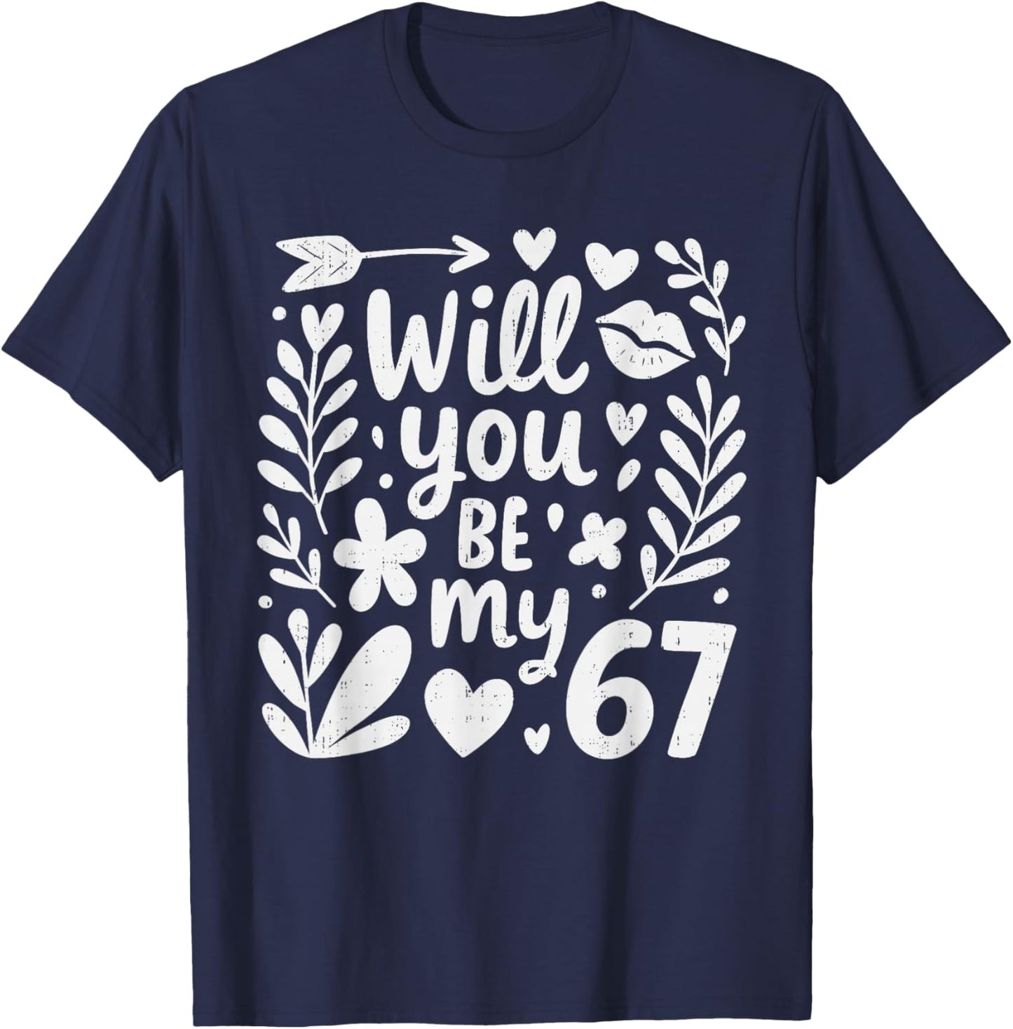 Trending Six Seven 6 7 Meme Valentines Day Girls Kids T-Shirt - T-Shirt | Navy