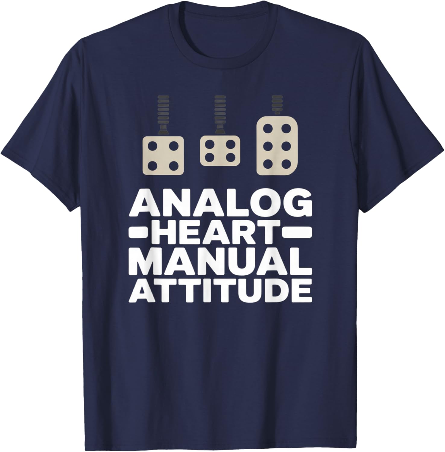 Analog Heart Manual Attitude Stick Shift Driver T-Shirt - T-Shirt | Navy