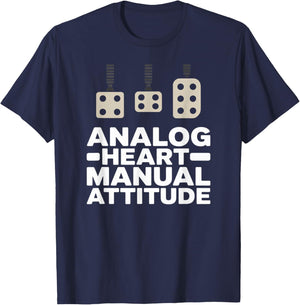 Analog Heart Manual Attitude Stick Shift Driver T-Shirt - T-Shirt | Navy
