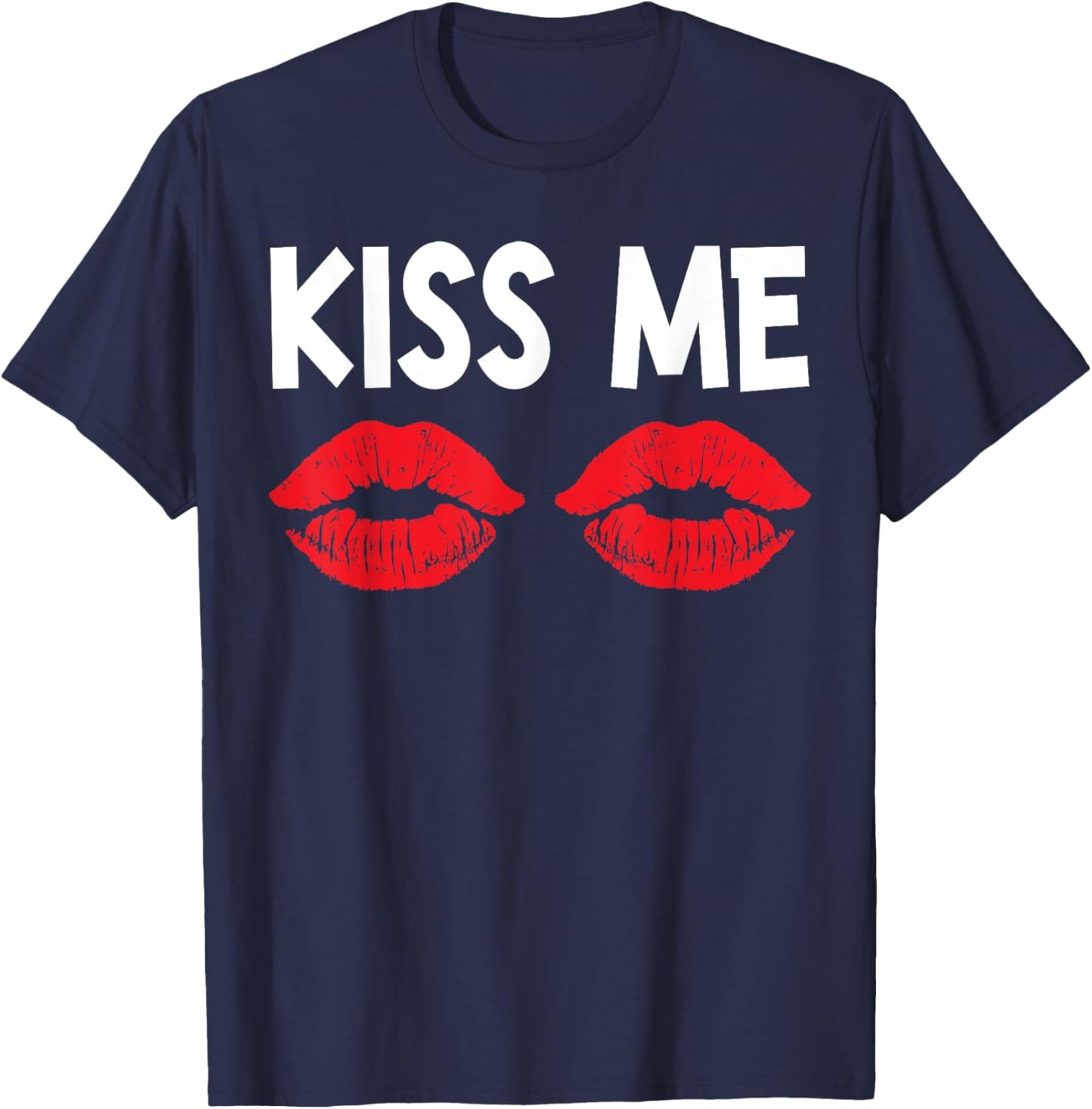 Kiss Me Funny Couples Valentine's Day Couple Matching T-Shirt - T-Shirt | Navy
