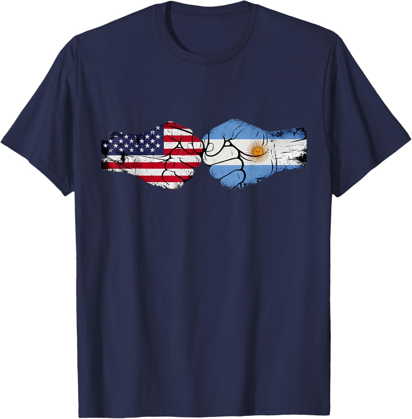 Argentina Handfist Half American Flag Half Argentinian Flag T-Shirt - T-Shirt | Navy