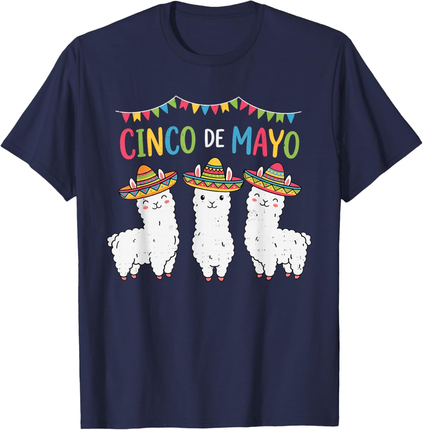 Funny Cinco De Mayo Llama Cute Fiesta 5 De Mayo Women Girls T-Shirt - T-Shirt | Navy
