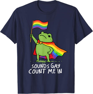 Ally Gay Lesbian Pride Funny Memes Frog Rainbow Flag LGBTQ T-Shirt - T-Shirt | Navy