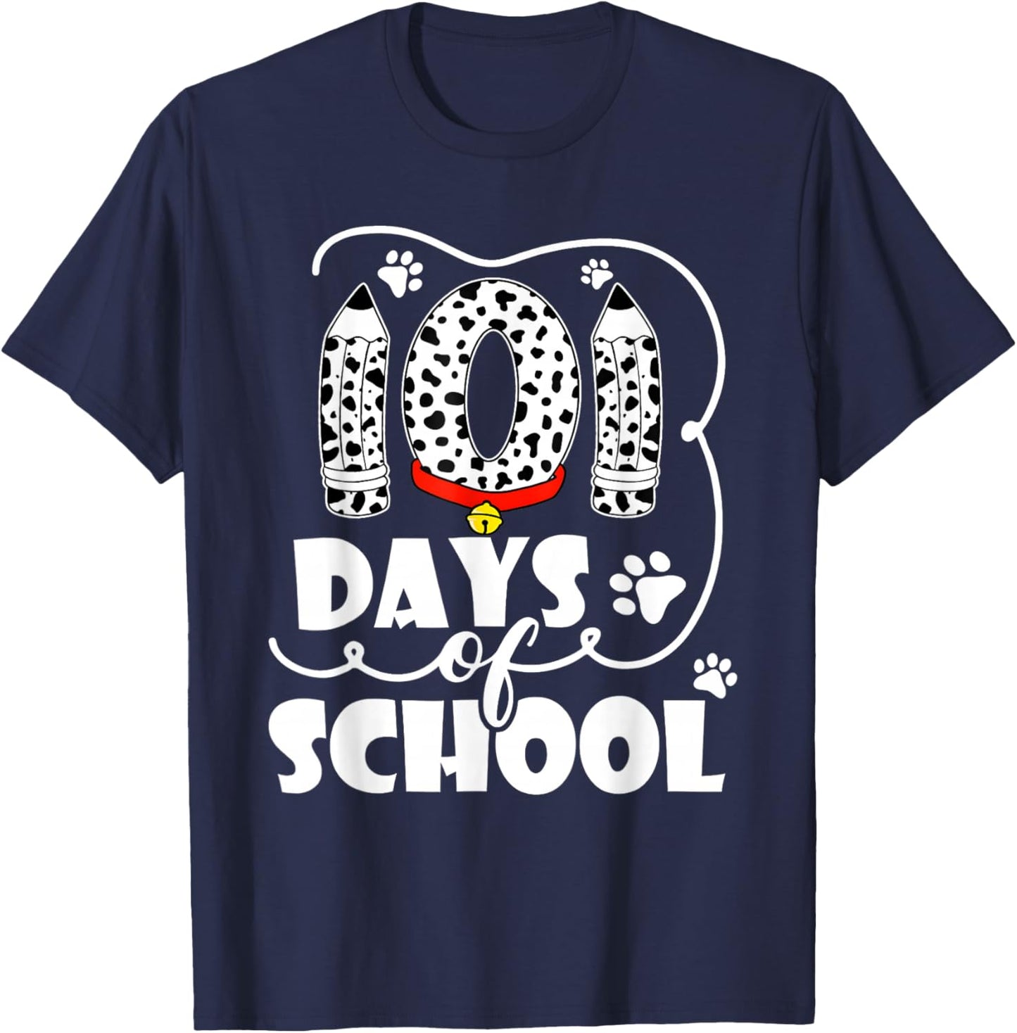 Happy 101 Days School Cute Dog 100 Days Smarter Student Kids T-Shirt - T-Shirt | Navy
