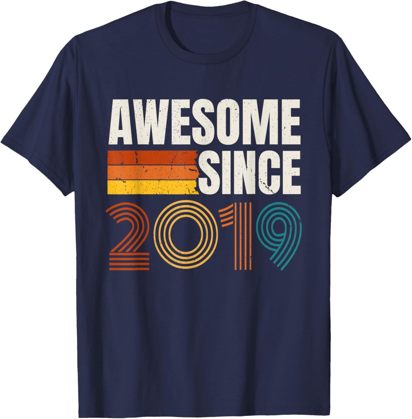 Awesome Since 2019 Vintage Year Retro Birthday T-Shirt - T-Shirt | Navy