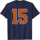 Grunge Burnt Orange and White #15 Sports Jersey Number 15 T-Shirt - T-Shirt | Navy