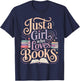 Just a Girl Who Loves Books Reading Lover Aesthetic T-Shirt - T-Shirt | Navy