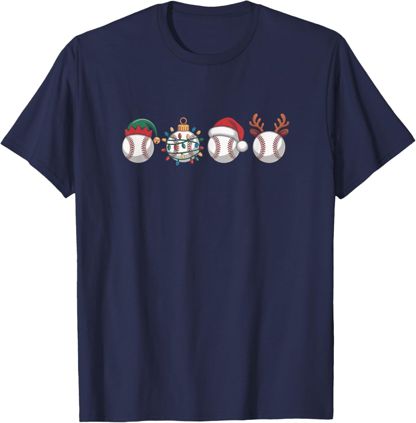 Christmas Baseball Player, X-Mas Balls T-Shirt - T-Shirt | Navy