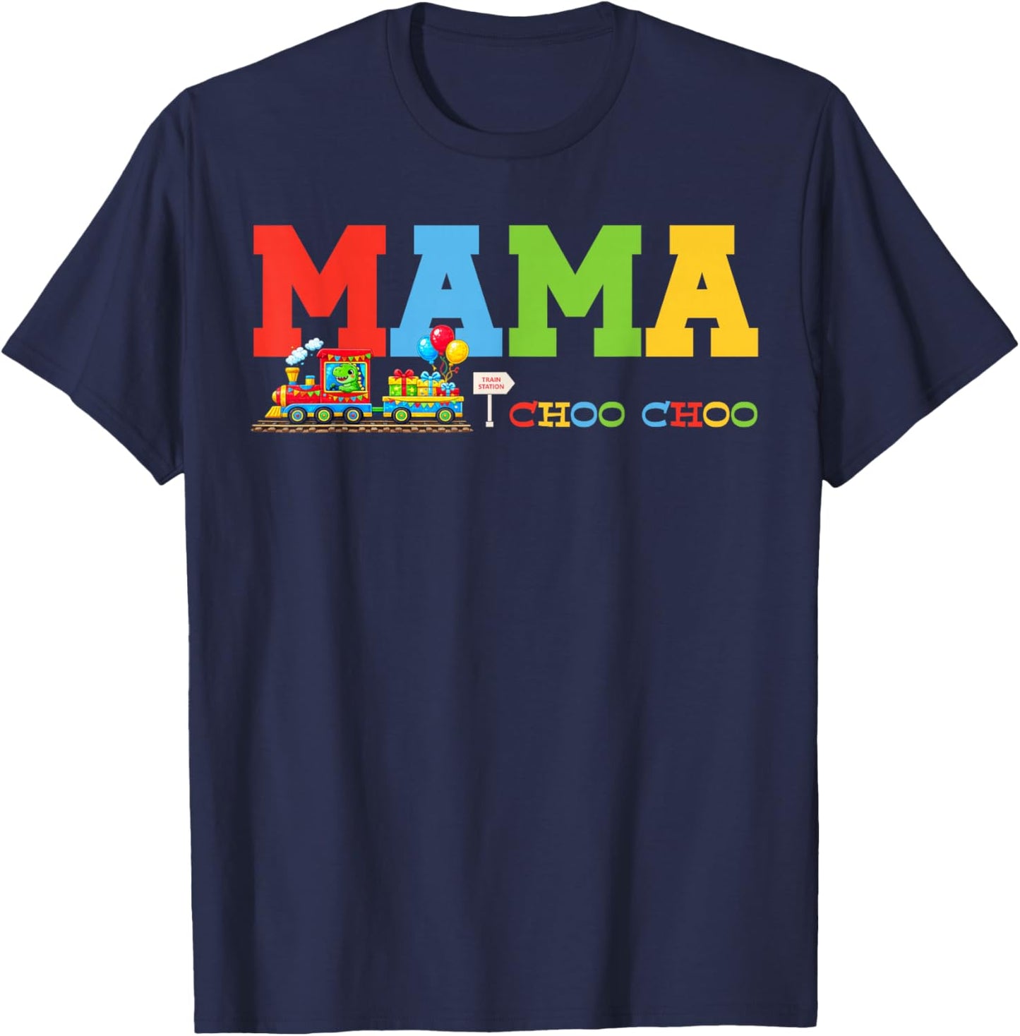Train Birthday Mama T-Shirt - T-Shirt | Navy