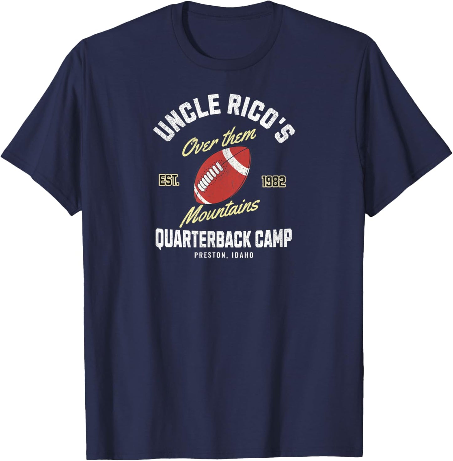 Uncle Rico's Quarterback Camp Vintage Football Graphic Sport T-Shirt - T-Shirt | Navy