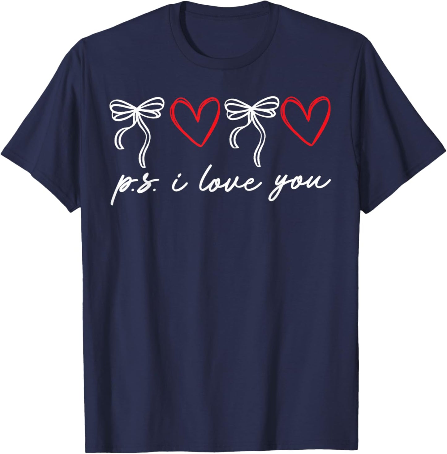 PS I Love You Day Valentine's Day Purple Heart Women Men Kid T-Shirt - T-Shirt | Navy